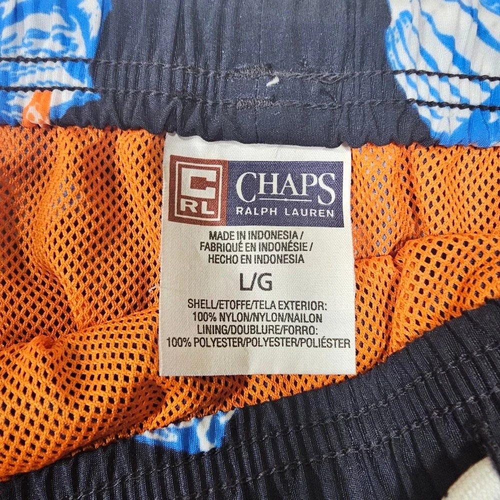 Chaps Ralph Lauren Men's Navy Blue‎ Seashell Starfish Swim Trunks Shorts Size L